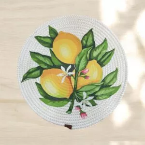 Limon desenli Baskılı Hasır Amerikan Servis 6 lı Doğal ve Şık Masa Dekorasyonu